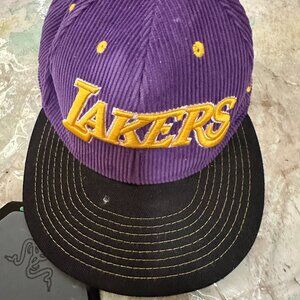 LA Lakers Corduroy Purple Snapback Hat Retro NBA Ultra Game Polyester